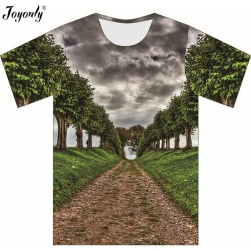 Joyonly Gray Galaxy Green Tree Road Printed T-Shirt Boys Girls Cool T Shirt Children T Shirts Casual brand Clothing 3D Tshirt