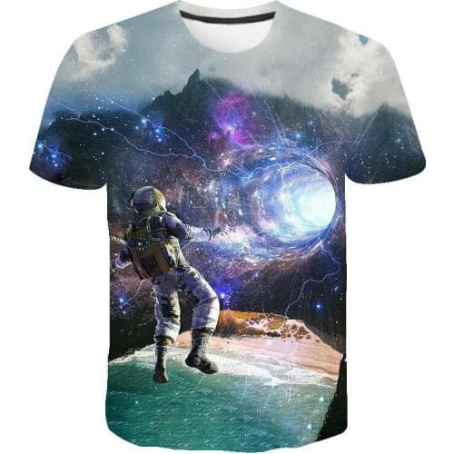 Universe Space Astronaut Galaxy T Shirts New Summer Short Sleeve T-Shirt Boy Girl Kids 3D Print Men Women Casual Streetwear Tops