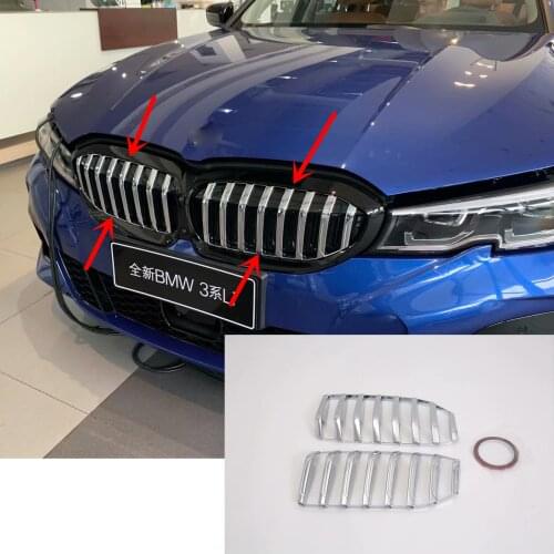 YYCAR Grills ABS Chrome plated Car Front Mesh Grill Grille Decoration Cover Trim Stickers For BMW 3 series 2019 Accessories