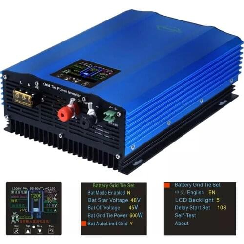 1000W Battery Discharge Auto-Limit MPPT Solar DC24V 48V 72V AC110V- 240V Grid Tie Inverter with Limiter Sensor power inverter