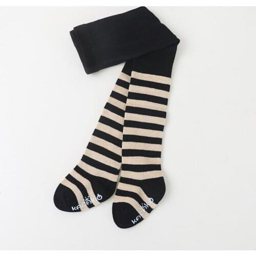 Gold black/white stripe infant baby pantyhose cotton toddler girls tights children trousers meias