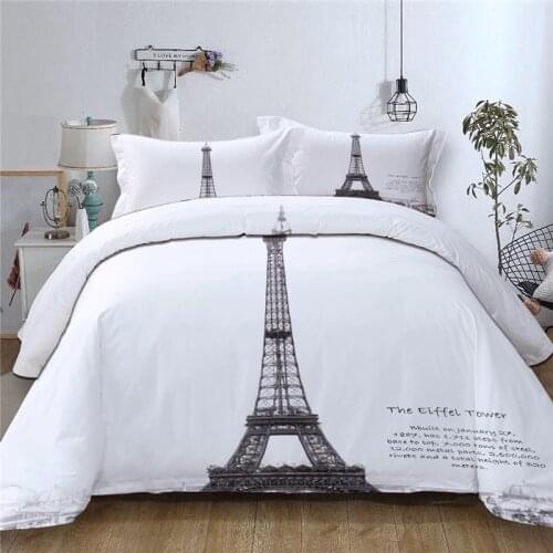 Paris Eiffel Tower Bedding Set Classic France Towel White Double Queen King Duvet Cover Set Single Twin Bedclothes For Child Kid