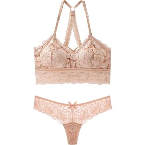 1 Set Woman Lingerie Sexy Lace Bra Thong Sets Woman Underwear Set Bralette Push Up Tube Tops Bras Panties Suit For Lady BANNIROU