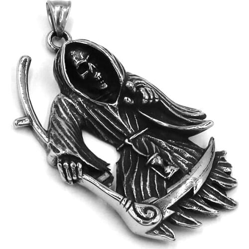 Grim Reaper Skull Pendant Stainless Steel Pendant Necklace Classic Death Skull Biker Mens Boys Pendant 529B