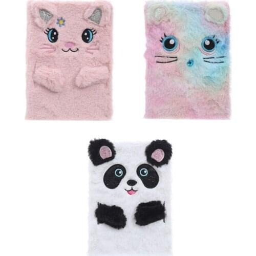 Cartoon Plush Notebook Cute Cat Panda Notepad Office Stationery School Supplies