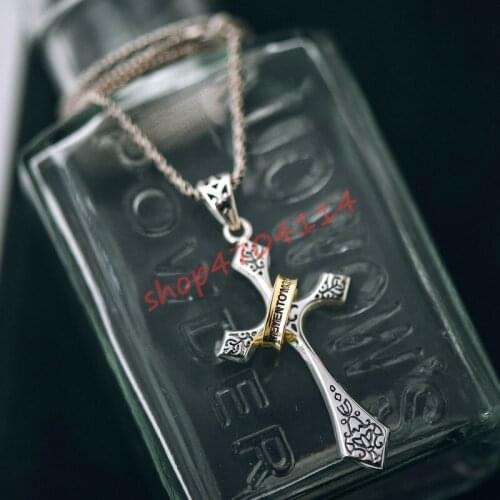 S925 Sterling Silver retro male and female cross religious pendant, pure handmade, personality Pendant Christian jewelry clavicl