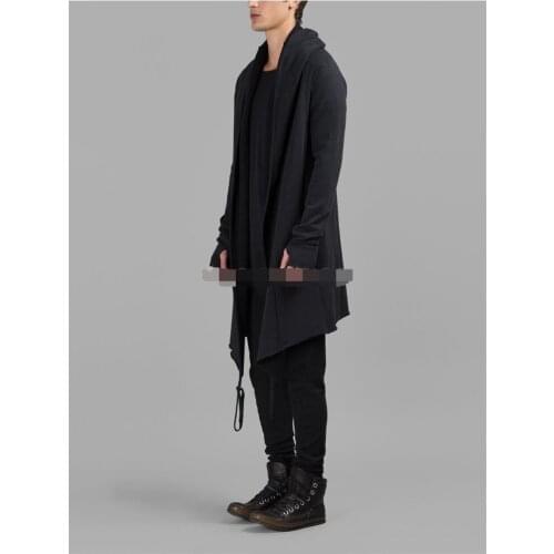 Mens new cardigan knit jacket for both men and women. Hooded, long, hemmed and drawstring new fall/winter cotton coat