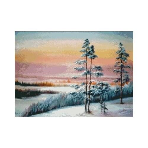 Landscape Sunset in the evening Counted Cross Stitch Kit Cross stitch RS cotton with cross stitch Magazine money