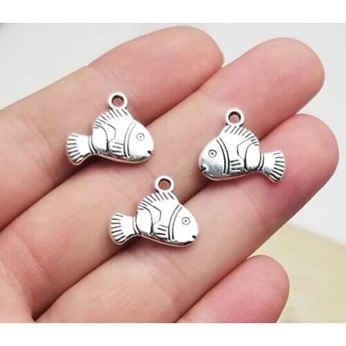 30pcs/lot--16x14mm,fish chams, Antique silver plated Tropical Fish charms,DIY supplies, Jewelry accessories