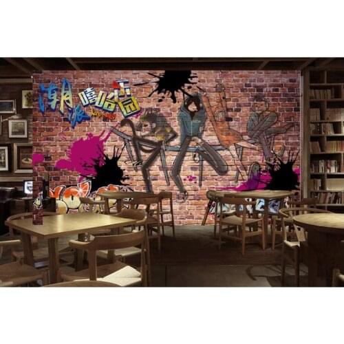 Custom photo mural 3d wallpaper Retro hip hop park graffiti bar brick wall home decor living room wallpapers for walls 3 d