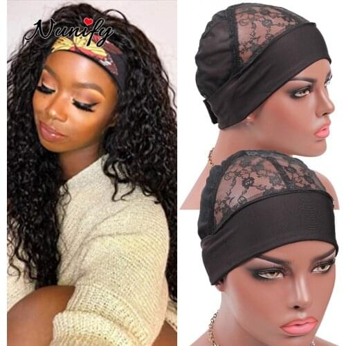3Pcs/Lot Headband Wig Caps For Making Wigs Nunify Top Weave Cap With Adjustable Magic Velcro Hair Grip Dome Mesh Cap Top Hairnet