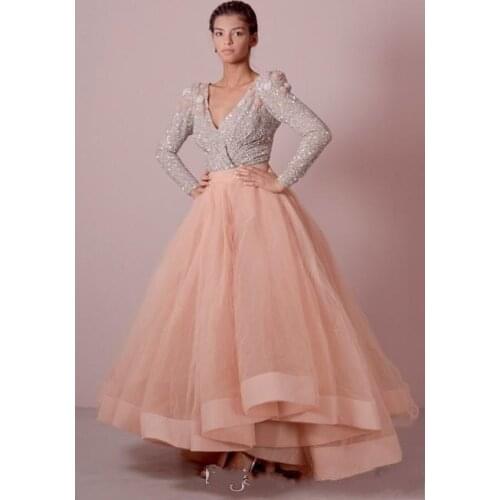 Sexy Stunning 2018 Vestido de noiva Sequins Tulle Two Piece Sequins Long Sleeve Evening prom gown mother of the bride dresses