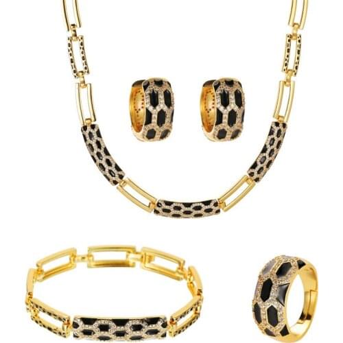 SINZRY personality design party jewelry sets hotsale dots rhinestone vintage pendant necklace earring ring bracelet jewelry set