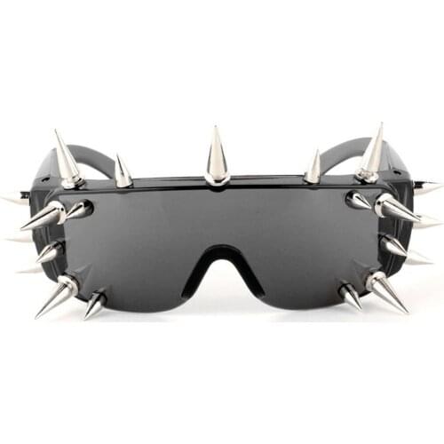2019 New Men Windproof Rivet Rock Goggles Glasses Women punk Sunglasses Novelty Plastic Spike Hippy One Piece Hip Hop SunglassNX