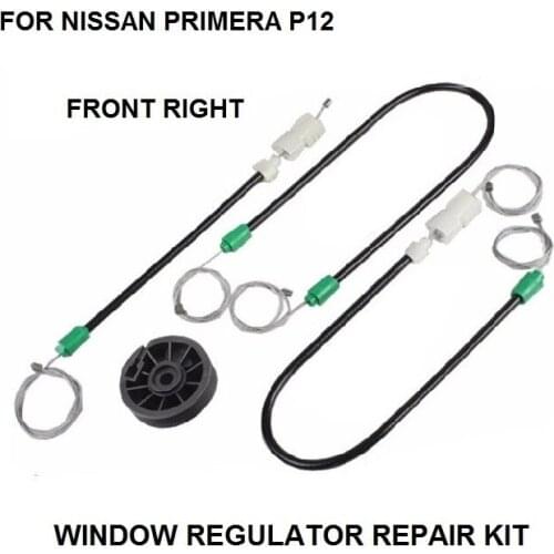 WINDOW REGULATOR REPAIR CABLES AND ROLLER FOR NISSAN PRIMERA P12 FRONT-RIGHT 2002-2015