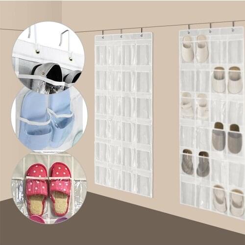 24 Compartment Door Storage Bag Hanging White Non-woven Shoe Cabinet Storage Box Space Saving Storage Hanger Hanging Bag