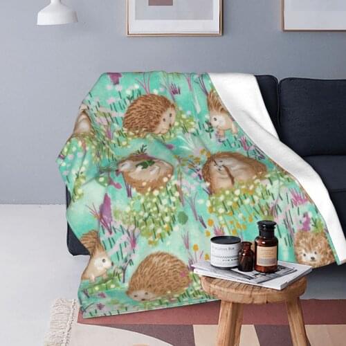 Hedgehog Blanket Fleece Autumn/Winter Cute Animal Portable Warm Throw Blanket for Home Couch Plush Thin Quilt