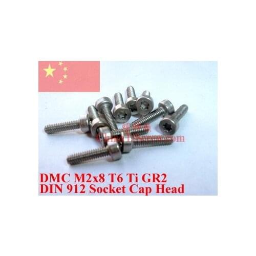 T6 M2 Titanium screws M2x8 DIN 912 Torx T6 Driver Ti GR2 Polished