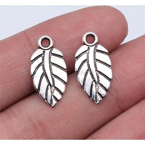 Tristana 60pcs 19x10mm Antique Silver Color Leaves Charms Pendant For Jewelry Making DIY Jewelry Findings