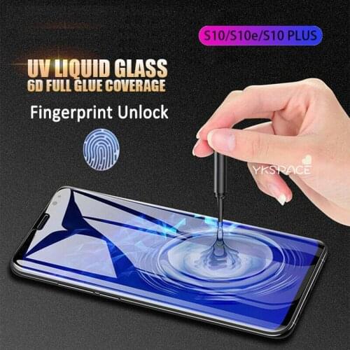 UV Full Glue Adhesive Tempered Glass For Samsung Galaxy S21 S20 Ultra Note 10 S10 Plus S10e Screen Protector Unlock Fingerprint