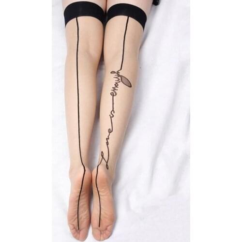 Womens Cuban Heel Back Seam Erotic Stockings Temptation Transparent Over Knee Stockings For Garters Sexy Lingerie Silk Hosiery