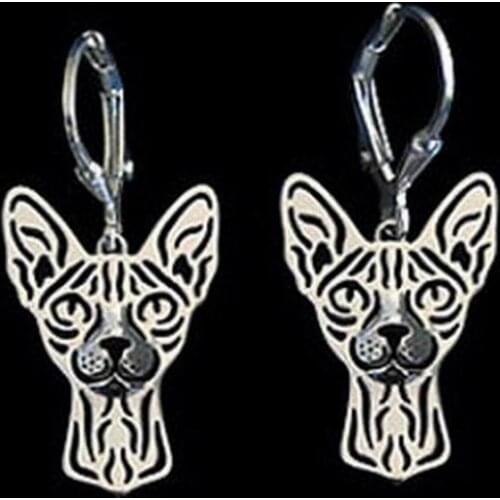 2018 Womens Jewelry Sphynx Cat Earrings Female Metal Pet Animal Earrings Drop Shipping