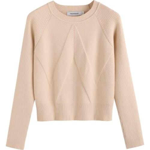 Womens New Round Neck Slim Rabbit Hair Sweater In Spring and Autumn 2020 Korean Solid Long Sleeve Pit Stripe Sweater Female