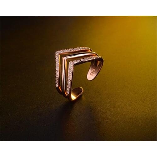 Free shipping hot explosion models 925 sterling silver ring simple silver ring womens geometric ring adjustable size