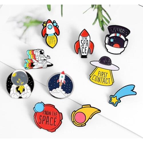 KNOW THE SPACE FIRSTCON TACT Creative cartoon brooch cut pin books badge enamel backpack lapel pin hat jewelry gift for friends