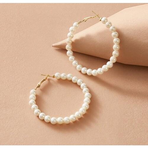 1 Pair Europe and America Cross Border New Artificial Pearl Earrings Creative Retro Simple Ins Same Style Ear Ring Jewelry