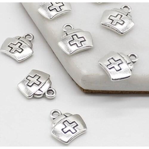 10pcs charm first aid kit medicine box pendant diy jewelry alloy jewelry accessories