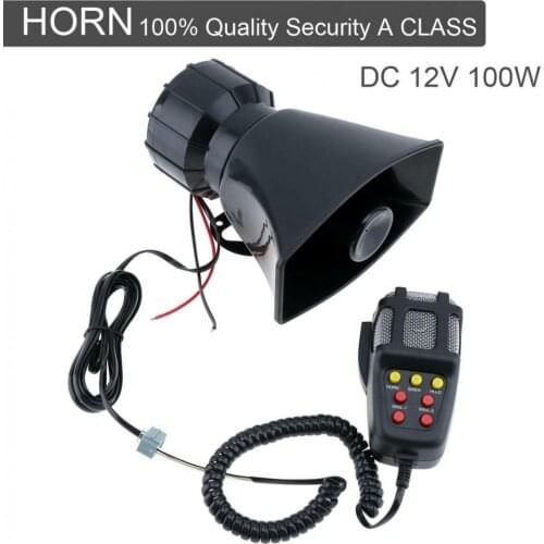 100W 12V 7 Tone Sound Emergency Siren Car Horn Loud Speaker Car Truck Police Fire Air bugle PA Speaker with MIC Car Accessories