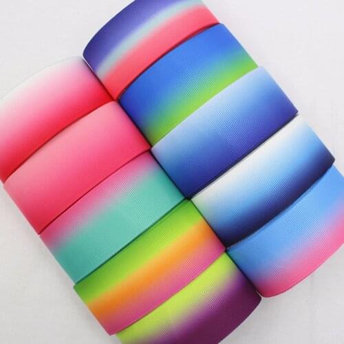 16724-15F, 38mm mixed for 10 yards, gradient color grosgrain ribbon, decorative ribbon, DIY handmade jewelry