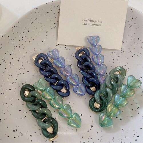 2pcs/set Vintage Heart Chain Hair Clips Duckbill Hairpins Hair Styling Barrettes For Women Girls Korean Fashion Hair Accessories