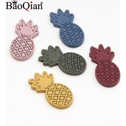 20Pcs 15x28mm Mixed Pineapple Shape Wood DIY Crafts Unfinished Wooden Scrapbooking Embellishments Home Decoration