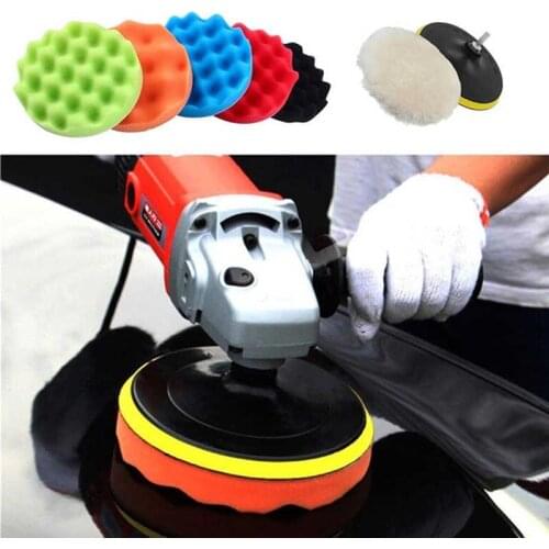 7pcs Buffing Pad 3''5''6''7'' inch Car Sponge Polishing Pad Kit Abrasive Polisher Drill Adapter Waxing Compound Tools Accessory