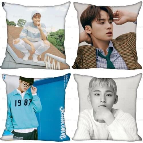 KPOP MINGYU Seventeen Pillow Case For Home Decorative Silk Pillows Cover Invisible Zippered Throw PillowCases 40X40,45X45cm 0512