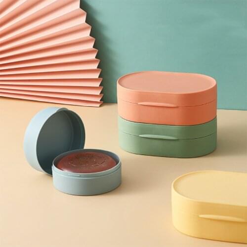 Color Soap Dish Box Travel Supplies Portable Supplies Case Holder Container Wash Shower Home Bathroom Sealed Soap Case Round