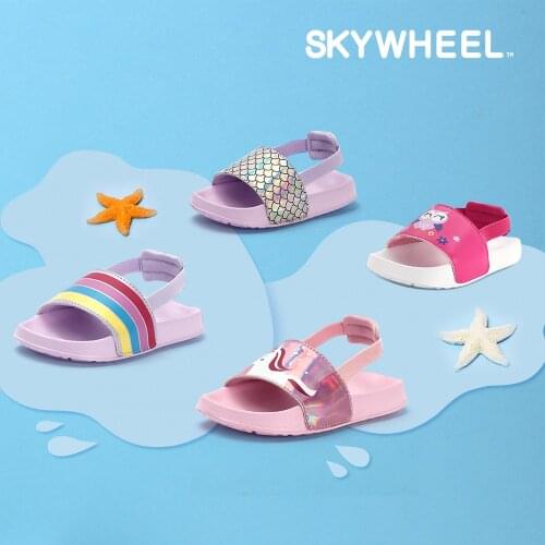 Girls Slides Sandal Toddler Outdoor Indoor Lightweight Anti-skid Beach/Pool Slippers For Baby with Back Strap