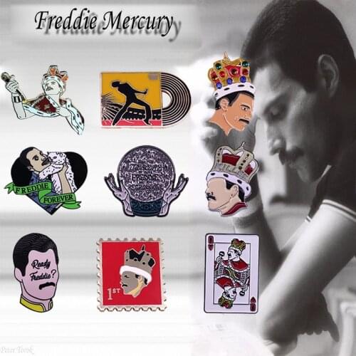 Freddie Mercury & Queen Singer Star Badge Musician Rock Roll Hall of Fame Enamel Pin Music Art Brooch Set
