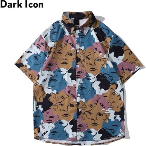 Dark Icon Full Print Hawaiian Shirt Men Summer Mens Shirt Outerware Shirts for Man
