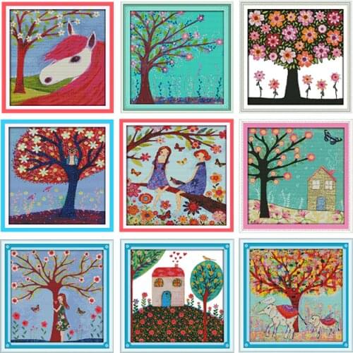 Joy Sunday Cotton Thread Yearning for Spring Cross Stitch Kits 11CT 14CT DIY Needlework Kit Embroidery Kits Home Decoration Kits