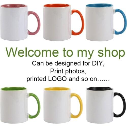 Personality creativity Color handle Ceramic cup DIY photo Ceramic mug customize picture Creative gifts for Lovers Friends Family
