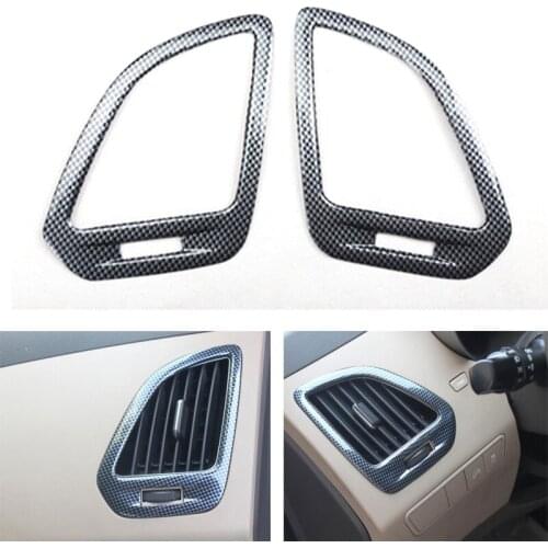JXKaFa For Hyundai IX35 2010-2015 Car Dashboard Side Air Vent Frame Stickers Car Trim Styling ABS Carbon Fiber