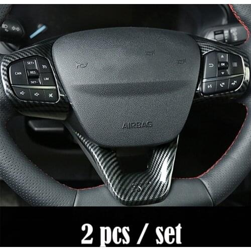 ABS Chrome ST Logo Car Steering Wheel Trim Control Button Frame Decoration Cover for Ford Fiesta 2017 2018 Accessories Styling