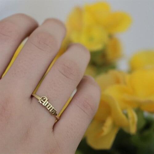 Customized ancient English name ring twelve constellation ring custom name ring GothicPersonalized Jewelry,Rings,Initial Ring