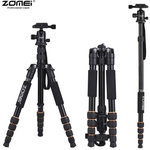 ZOMEI 59inch Compact Travel Portable Aluminum Camera Tripod Monopod with Ball Head/ Quick Release Plate/ Carry Bag for Camera