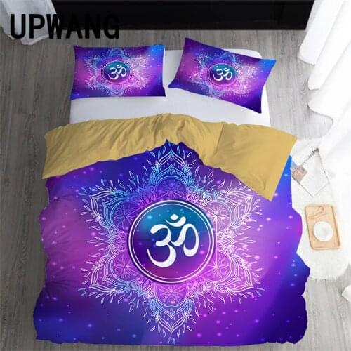 UPWANG 3D Bedding Set OM Symbol Printed Duvet/Quilt Cover Set Bedcloth with Pillowcase Bed Set Home Textiles