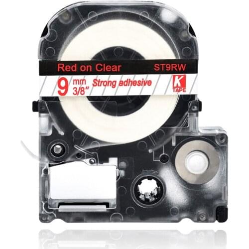 9mm Red on Clear ST9RW Compatible Epson KingJim Label Printers LC-3TRW Laminated Label Tapes Ribbon LC3TRW for LW-300 400
