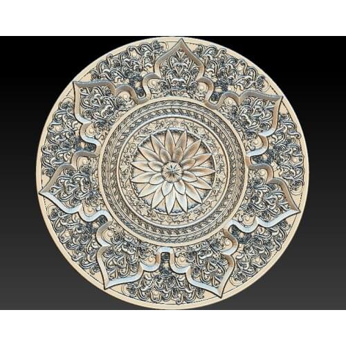 Round flower panel 3D model relief STL for cnc router carving and engraving artcam aspire
